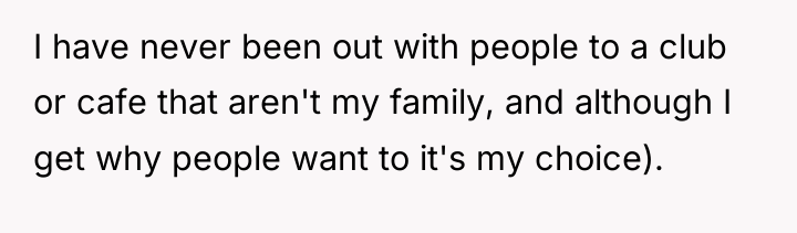 I have never been out with people to a club...