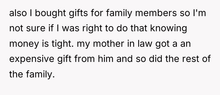 also I bought gifts for family members so I'm not...