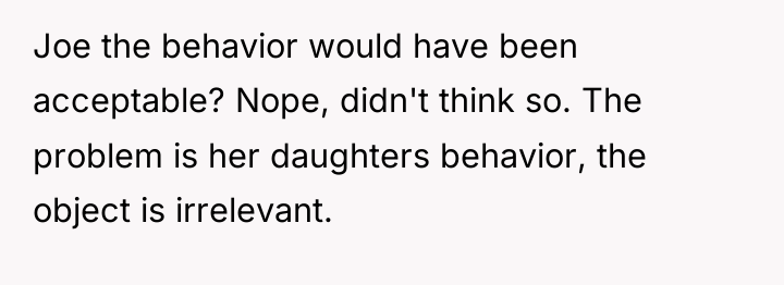 Joe the behavior would have been acceptable? Nope, didn't think...