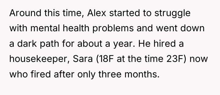 Around this time, Alex started to struggle with mental health...