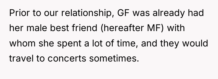 Prior to our relationship, GF was already had her male...