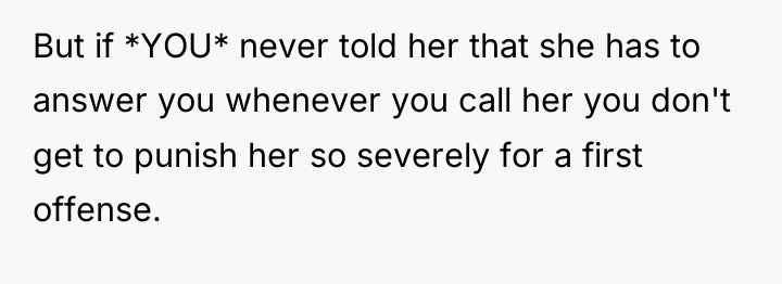 But if *YOU* never told her that she has to...