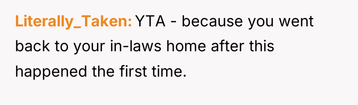 Literally_Taken YTA - because you went back to your in-laws...