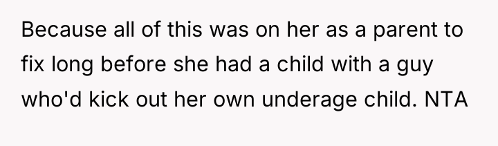 Because all of this was on her as a parent...