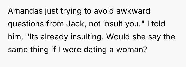 Amandas just trying to avoid awkward questions from Jack, not...