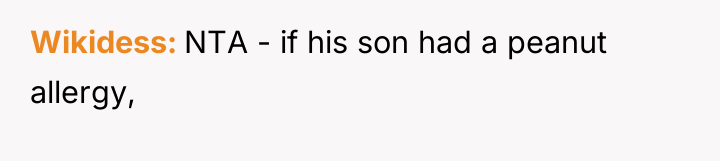 Wikidess NTA - if his son had a peanut allergy,