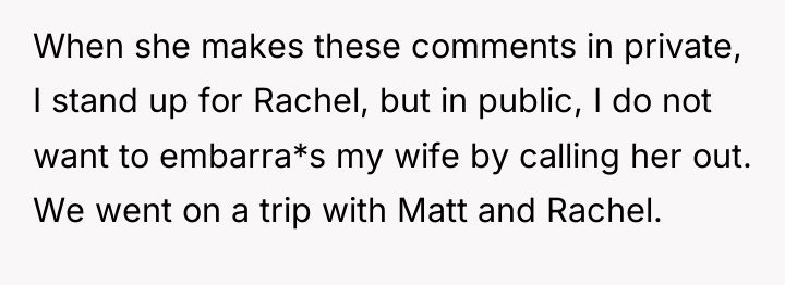 When she makes these comments in private, I stand up...