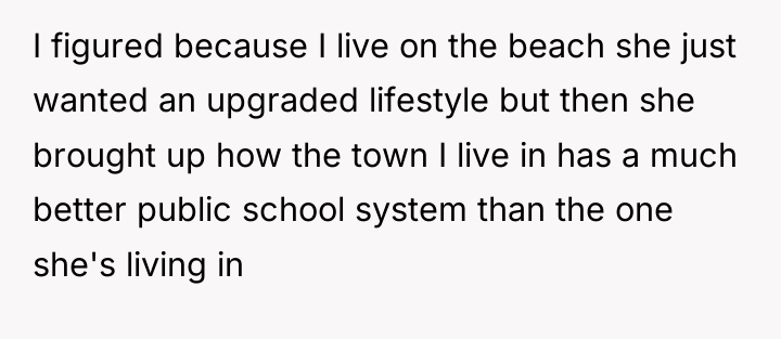 I figured because I live on the beach she just...