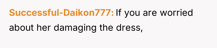 Successful-Daikon777 If you are worried about her damaging the dress,