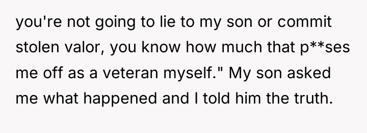 you're not going to lie to my son or commit...