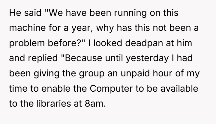 He said "We have been running on this machine for...