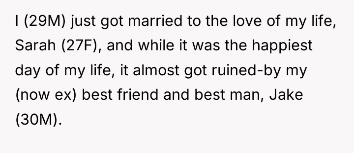 I (29M) just got married to the love of my...