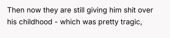 Then now they are still giving him shit over his...