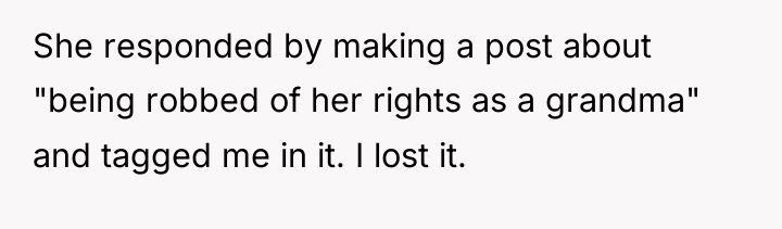 She responded by making a post about "being robbed of...