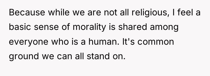 Because while we are not all religious, I feel a...