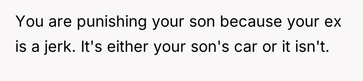 You are punishing your son because your ex is a...