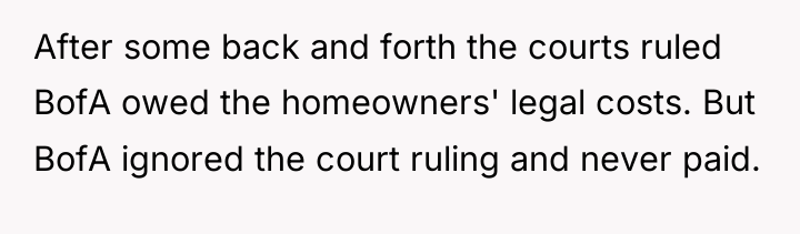 After some back and forth the courts ruled BofA owed...