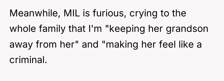 Meanwhile, MIL is furious, crying to the whole family that...