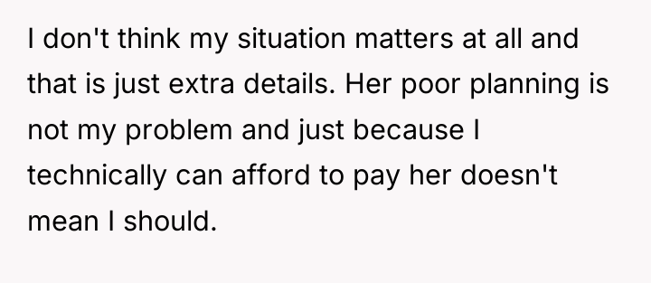 I don't think my situation matters at all and that...