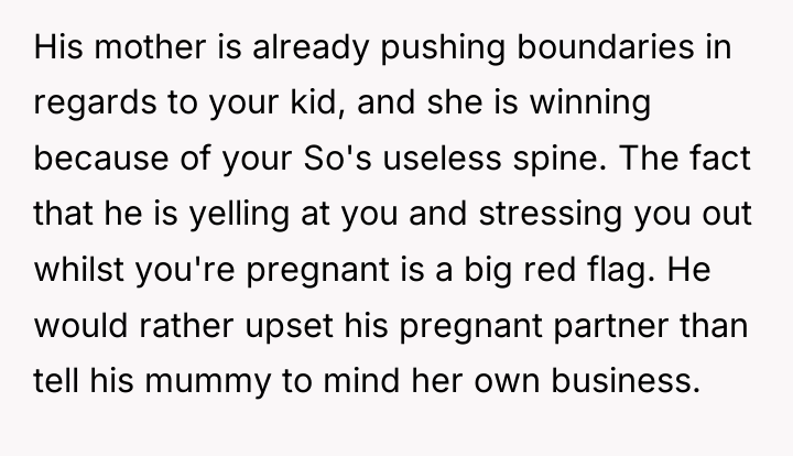 His mother is already pushing boundaries in regards to your...