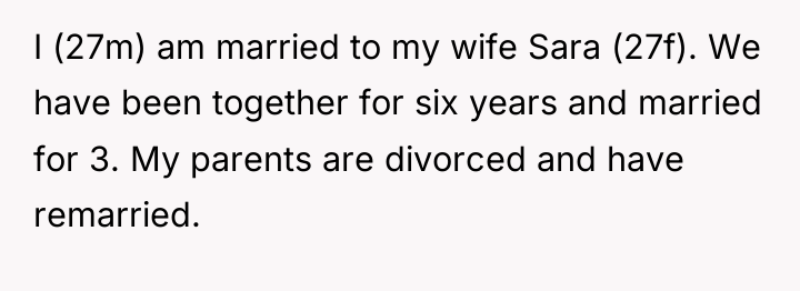 I (27m) am married to my wife Sara (27f). We...