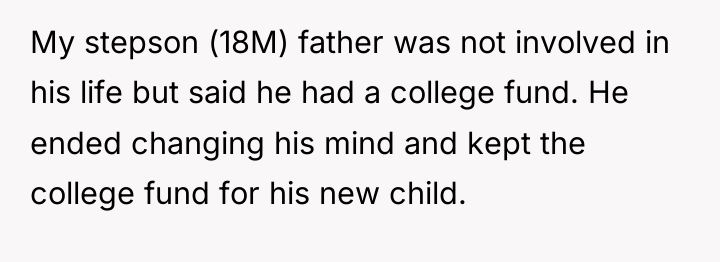 My stepson (18M) father was not involved in his life...