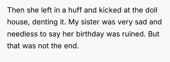Then she left in a huff and kicked at the...