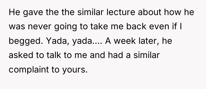 He gave the the similar lecture about how he was...