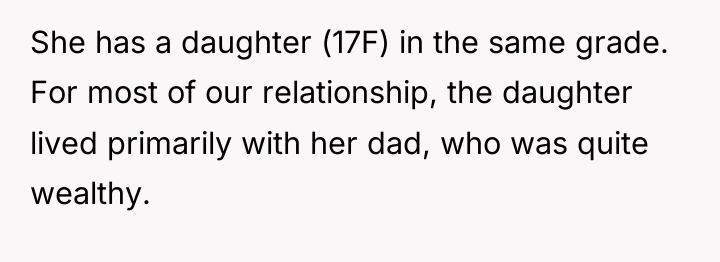 She has a daughter (17F) in the same grade. For...