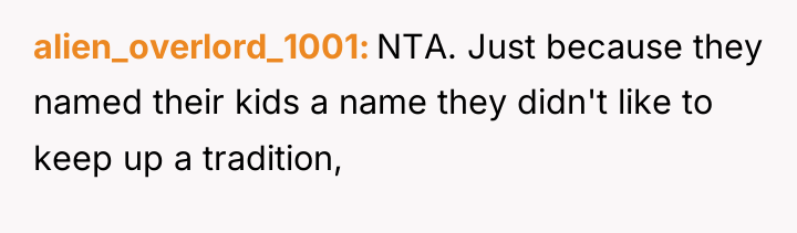 alien_overlord_1001 NTA. Just because they named their kids a name...