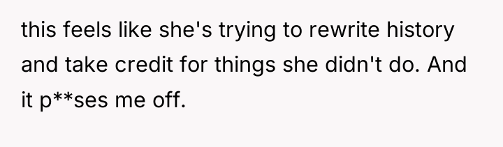this feels like she's trying to rewrite history and take...