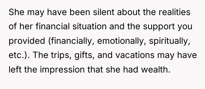 She may have been silent about the realities of her...