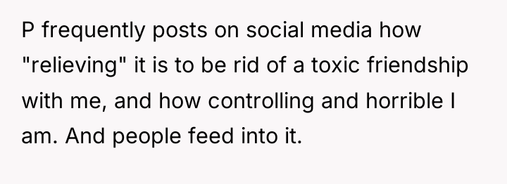 P frequently posts on social media how "relieving" it is...