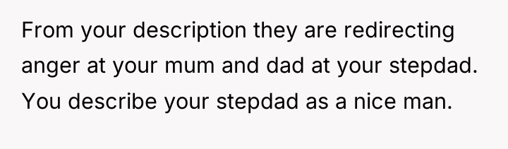 From your description they are redirecting anger at your mum...