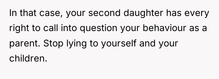In that case, your second daughter has every right to...