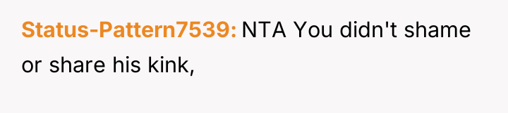 Status-Pattern7539 NTA You didn't shame or share his kink,
