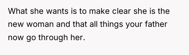 What she wants is to make clear she is the...