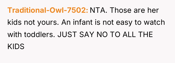 Traditional-Owl-7502 NTA. Those are her kids not yours. An infant...
