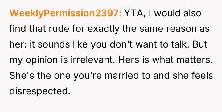 WeeklyPermission2397 YTA, I would also find that rude for exactly...