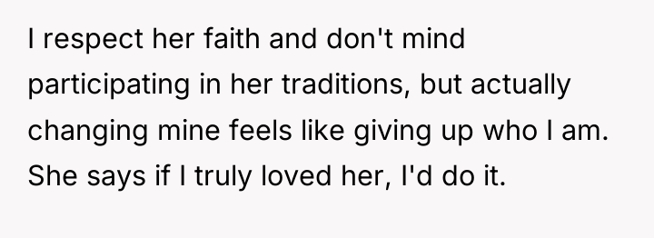 I respect her faith and don't mind participating in her...