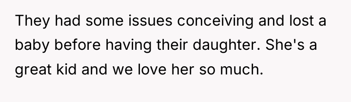 They had some issues conceiving and lost a baby before...