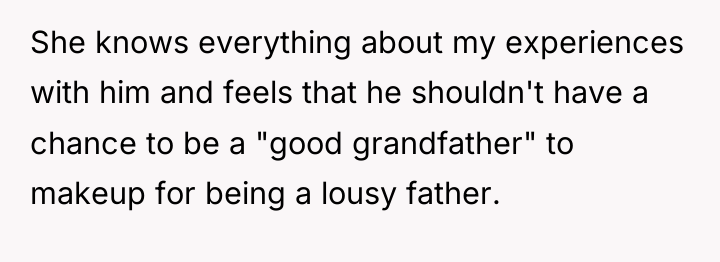 She knows everything about my experiences with him and feels...