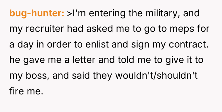 bug-hunter >I'm entering the military, and my recruiter had asked...