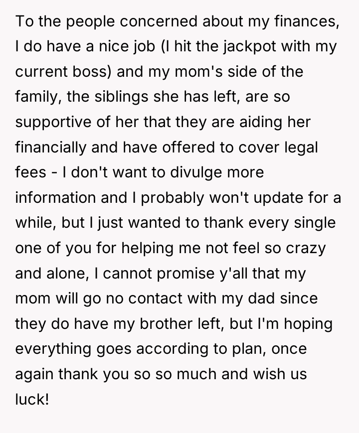 To the people concerned about my finances, I do have...
