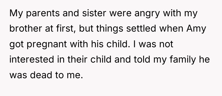 My parents and sister were angry with my brother at...