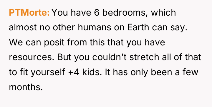 PTMorte You have 6 bedrooms, which almost no other humans...
