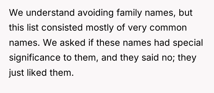We understand avoiding family names, but this list consisted mostly...