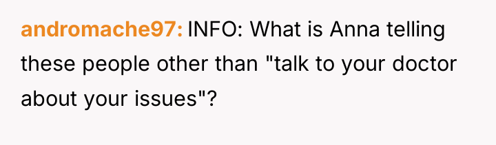 andromache97 INFO: What is Anna telling these people other than...