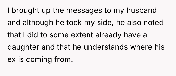 I brought up the messages to my husband and although...