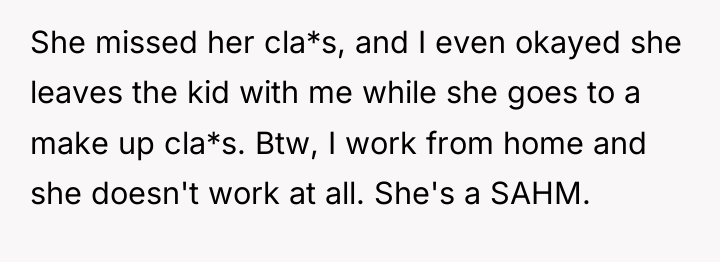 She missed her cla*s, and I even okayed she leaves...
